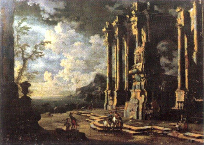Leonardo Coccorante Harbor Scene with Roman Ruins oil painting picture